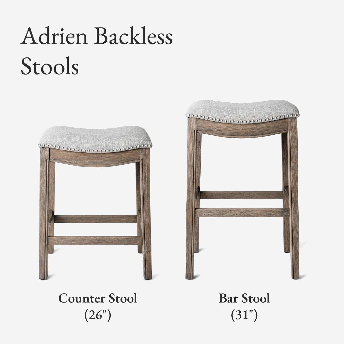 Adrien Backless Stools: Counter Stool (26"), Bar Stool (31")