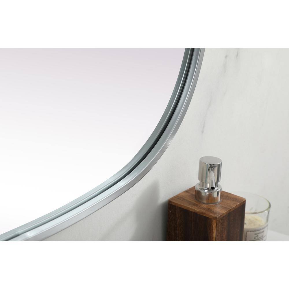 Alt View 2. Elegant Decor - Metal Frame Oval Mirror 24x36 Inch in Silver - Silver.