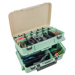 Wakeman Outdoors - Fishing Tackle Box Organizer 2 Layer Heavy Duty Plastic Tacklebox Storage Box with Dividers for Fishing Gear