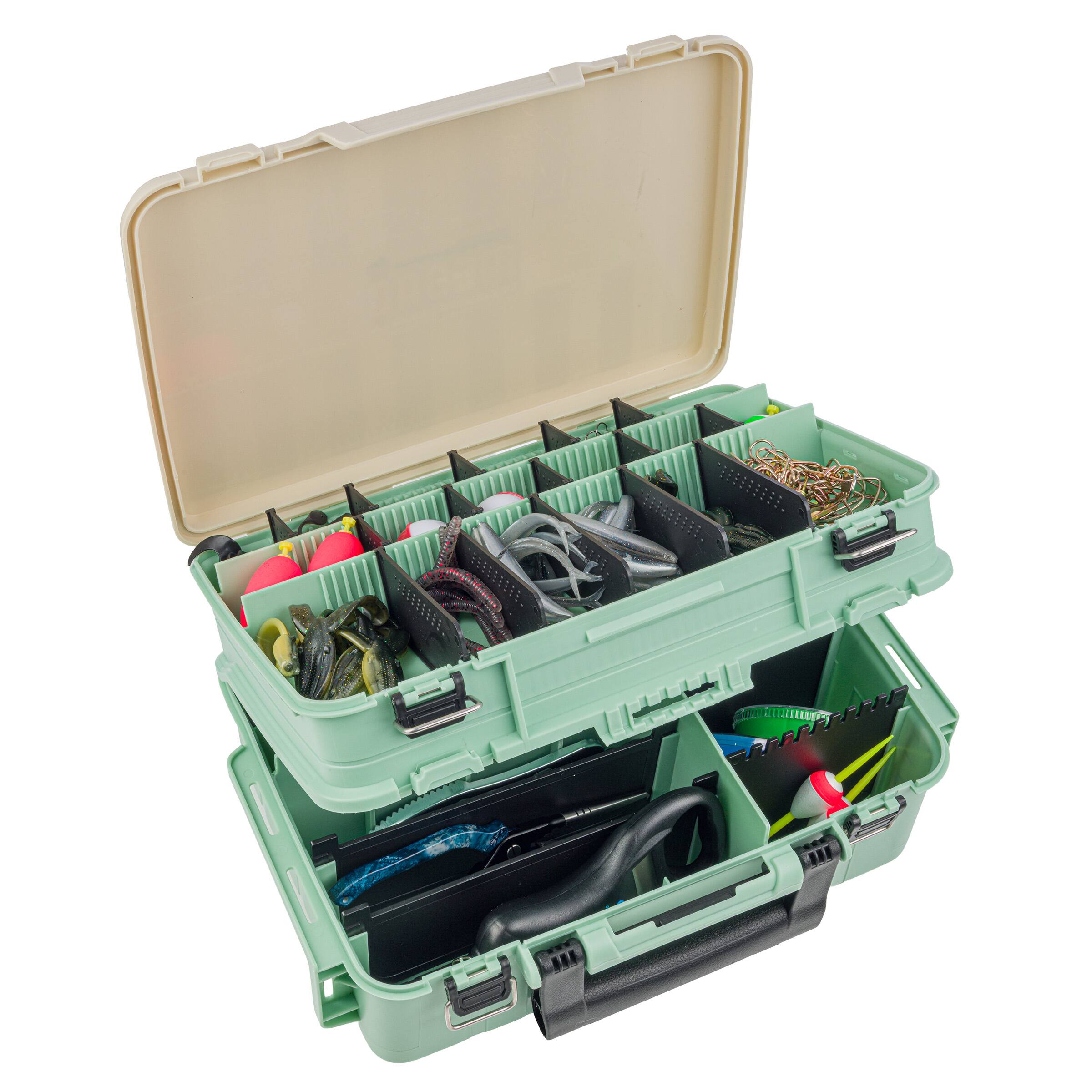 Front. Wakeman Outdoors - Fishing Tackle Box Organizer 2 Layer Heavy Duty Plastic Tacklebox Storage Box with Dividers for Fishing Gear.