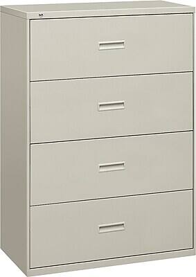 Alt View 1. HON - Lateral File, 4 Drawers, Molded Pull,  36"W (BSX484LQ) - Light Gray.