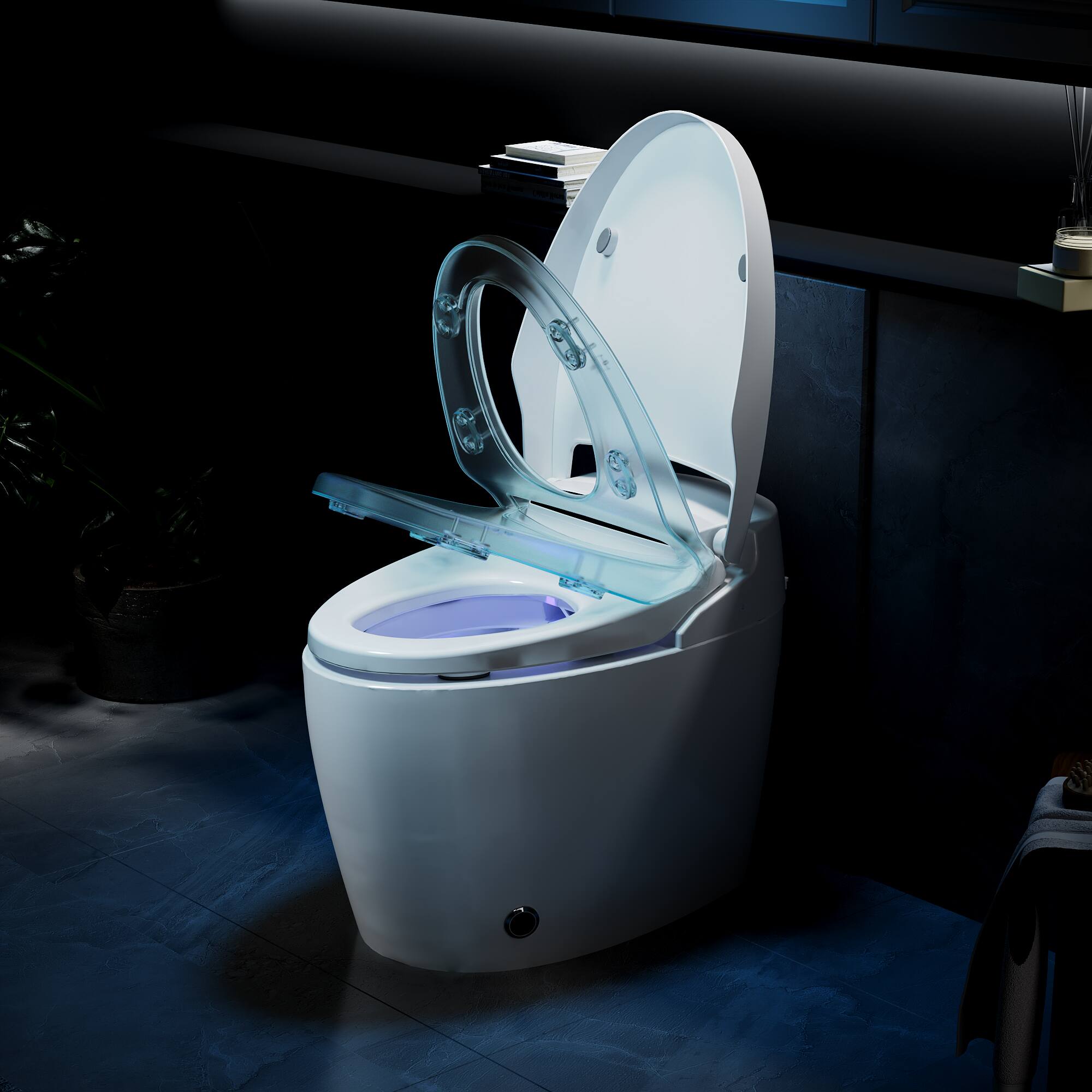 Alt View 7. Famapy - Touchless Smart Toilet with Auto Open/Close & Flush UV-C Sterilized Nozzle, Heated Seat, Dryer - White.