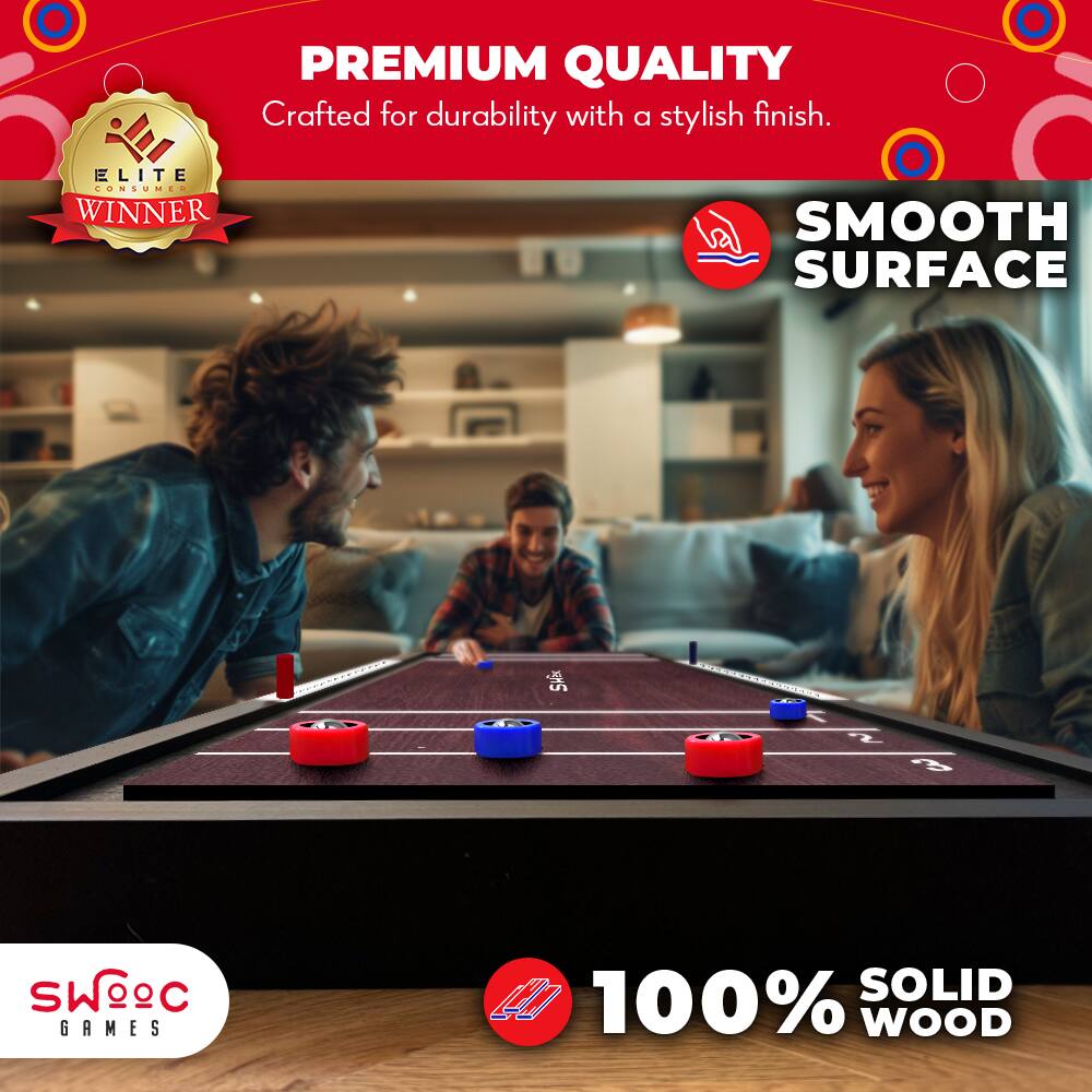 PREMIUM QUALITY  
Crafted for durability with a stylish finish.  

ELITE CONSUMER WINNER  

SMOOTH SURFACE  

SWOOC GAMES  

100% SOLID WOOD