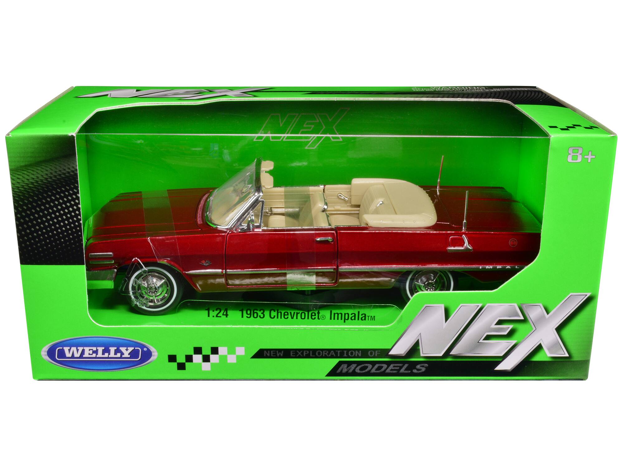 NEX  
1:24 1963 Chevrolet Impala™  
NEW EXPLORATION OF MODELS  
WELLY  
8+