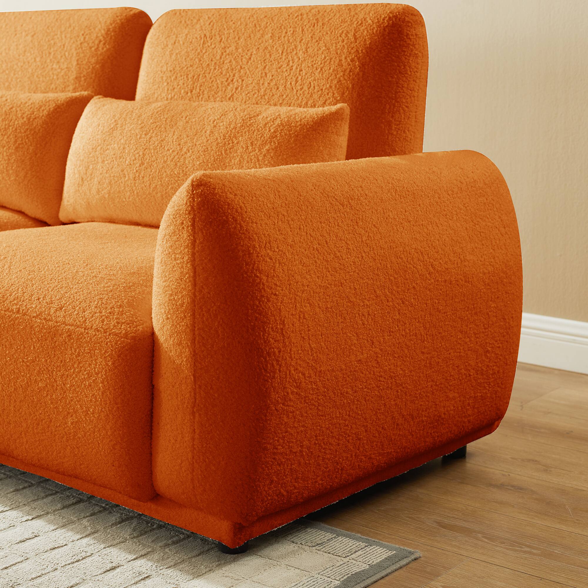 Alt View 5. Meqiodas - Modern Sectional Sofa, Modular L-Shaped Cloud Couch, Convertible Modular Sectional Sofa with Ottoman - Orange(4+2).