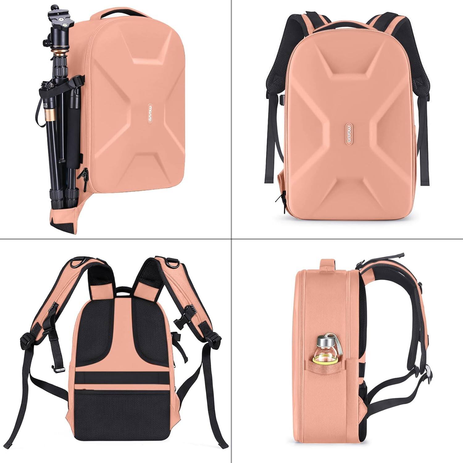 Alt View 1. mosiso - Camera Backpack 15-16 inch Waterproof Hardshell Camera Bag with Tripod Holder&Laptop Compartment - Salmon Pink.