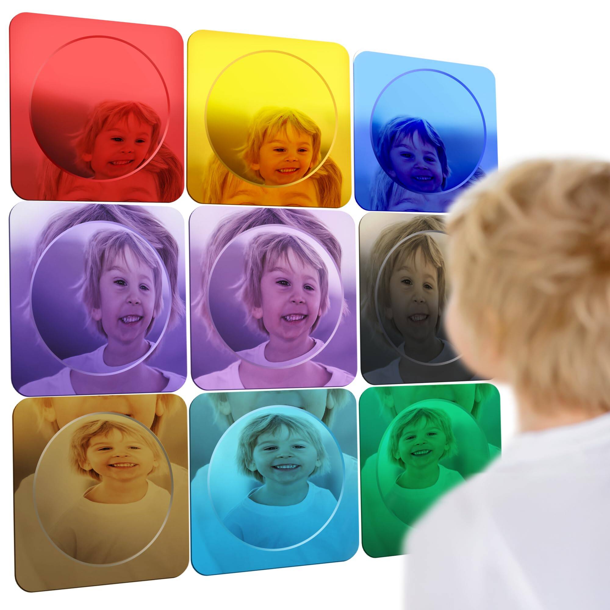 Front. PO3TICJUNKI3 - Sensory Bubble Wall Mirror Multi Color Interactive Mirrors For And Toys Classroom - Default.