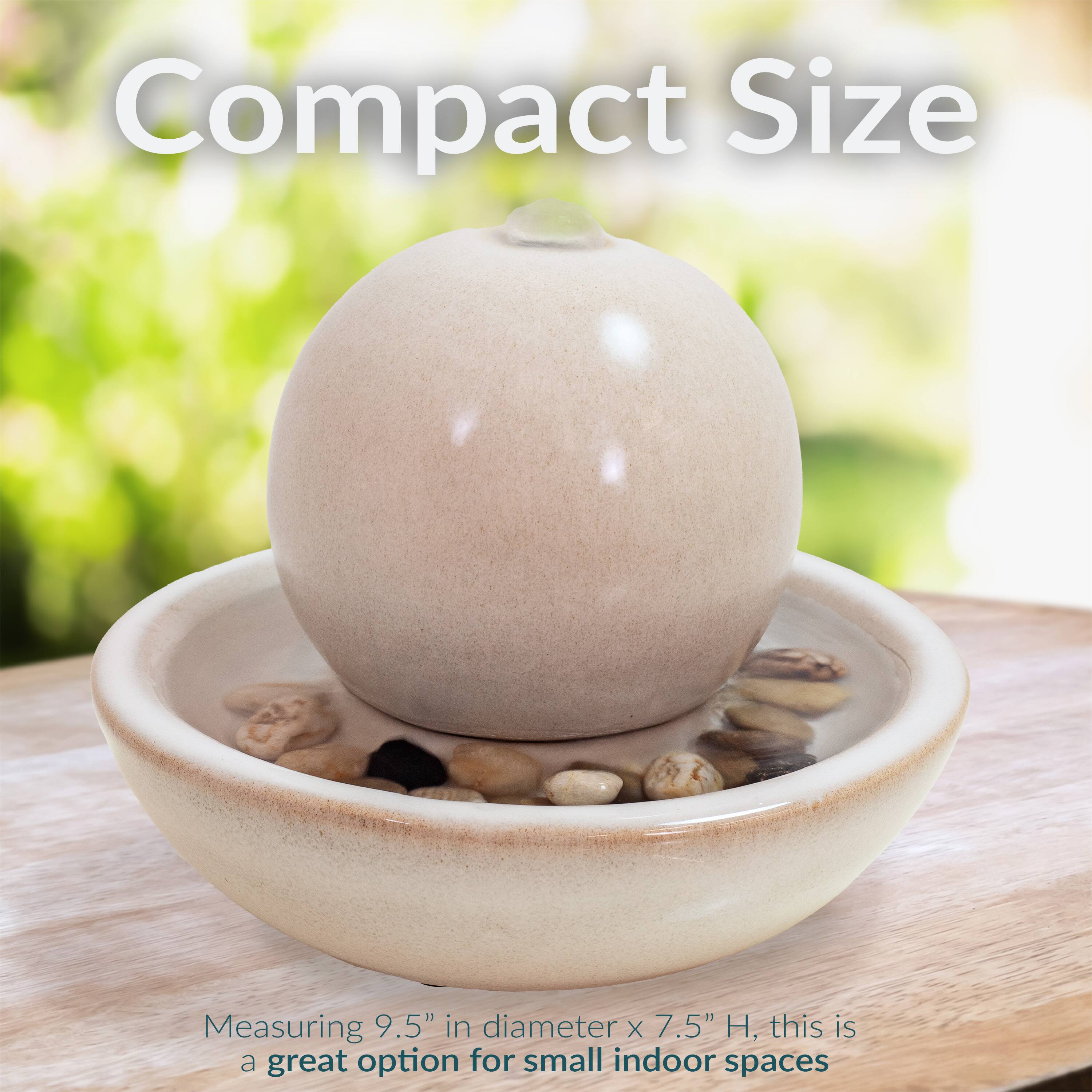 Compact Size

Measuring 9.5" in diameter x 7.5" H, this is a great option for small indoor spaces