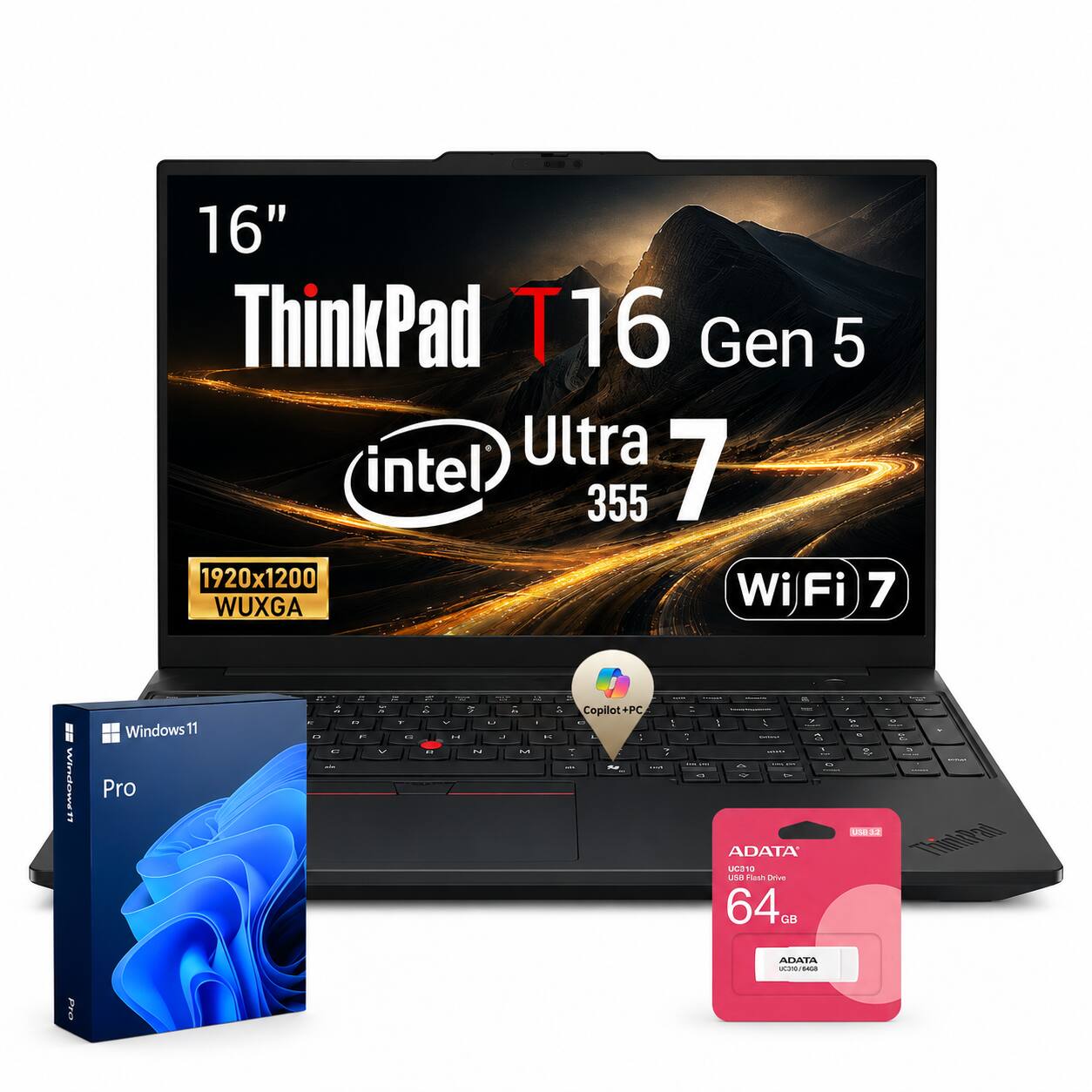 16" ThinkPad T16 Gen 5 Ultra Intel 7 355 1920x1200 WUXGA Wi-Fi 7

Windows 11 Pro

ADATA UC310 USB Flash Drive 64 GB