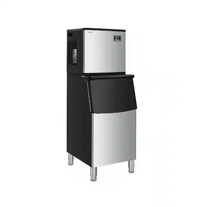 Front. LUCKY ONE - Split Commercial Ice Maker 353 lbs/24h with 198 lbs Storage Bin - Black, silver.