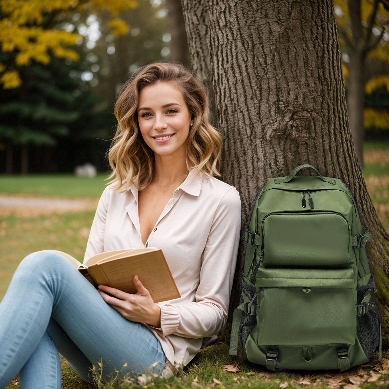 Alt View 6. Unique Bargains - 28L Laptop Backpack, Business for Men, Casual TSA Approved Travel for Women, Water Resistant Daypack - Green.