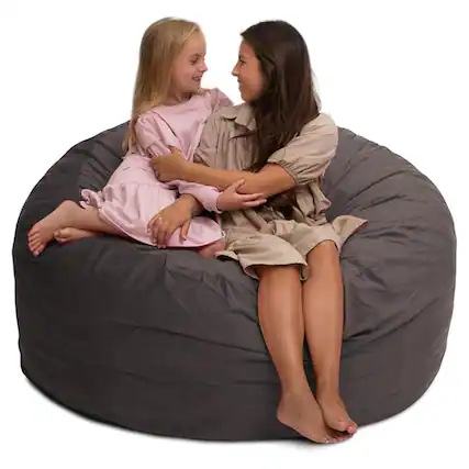 Front. Ultimate Sack - Ultimate Sack 5ft Bean Bag Chair, Oversized Indoor Comfy Lounger, Grey Suede - Grey.