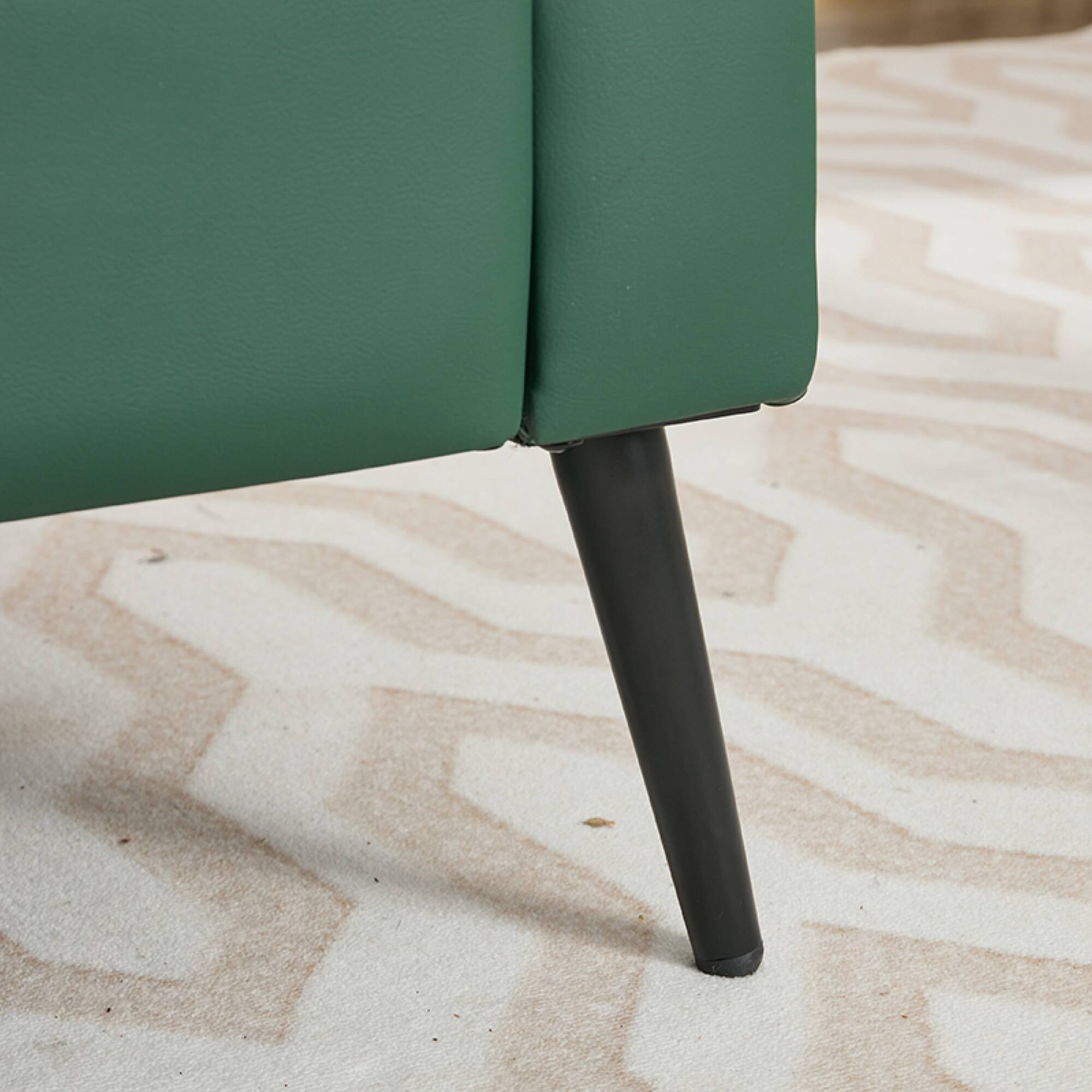 Alt View 5. GOODSILO - Nordic Retro Light Luxury Leather Upholstered Sofa Chair for Living Room, Bedroom, or Balcony - Green.