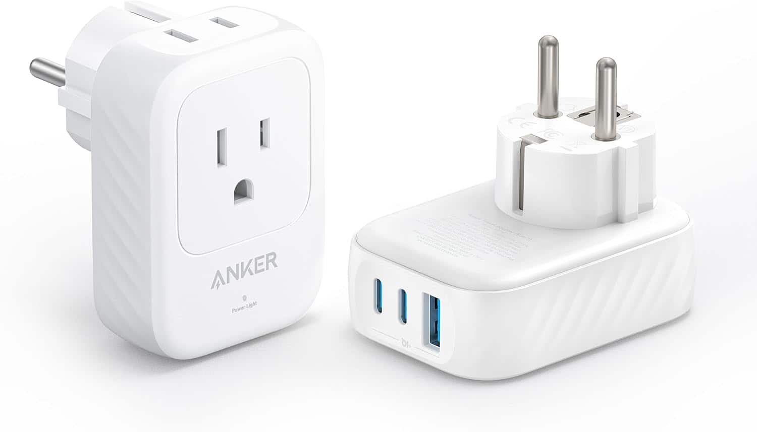 Anker - (2Pack) USA to Europe International Plug Adapter - White