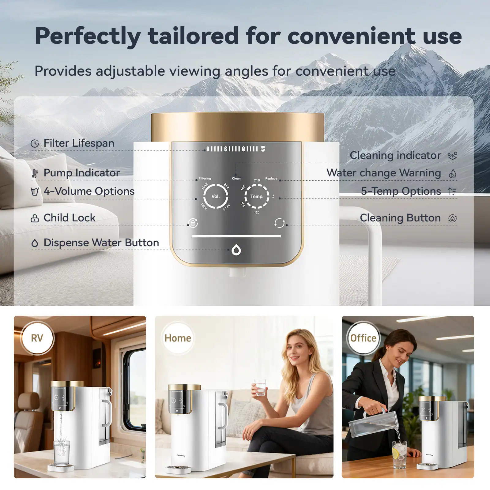 NatureFlow F40 AC Countertop Reverse Osmosis Water Filter, UV,10 Stage ...