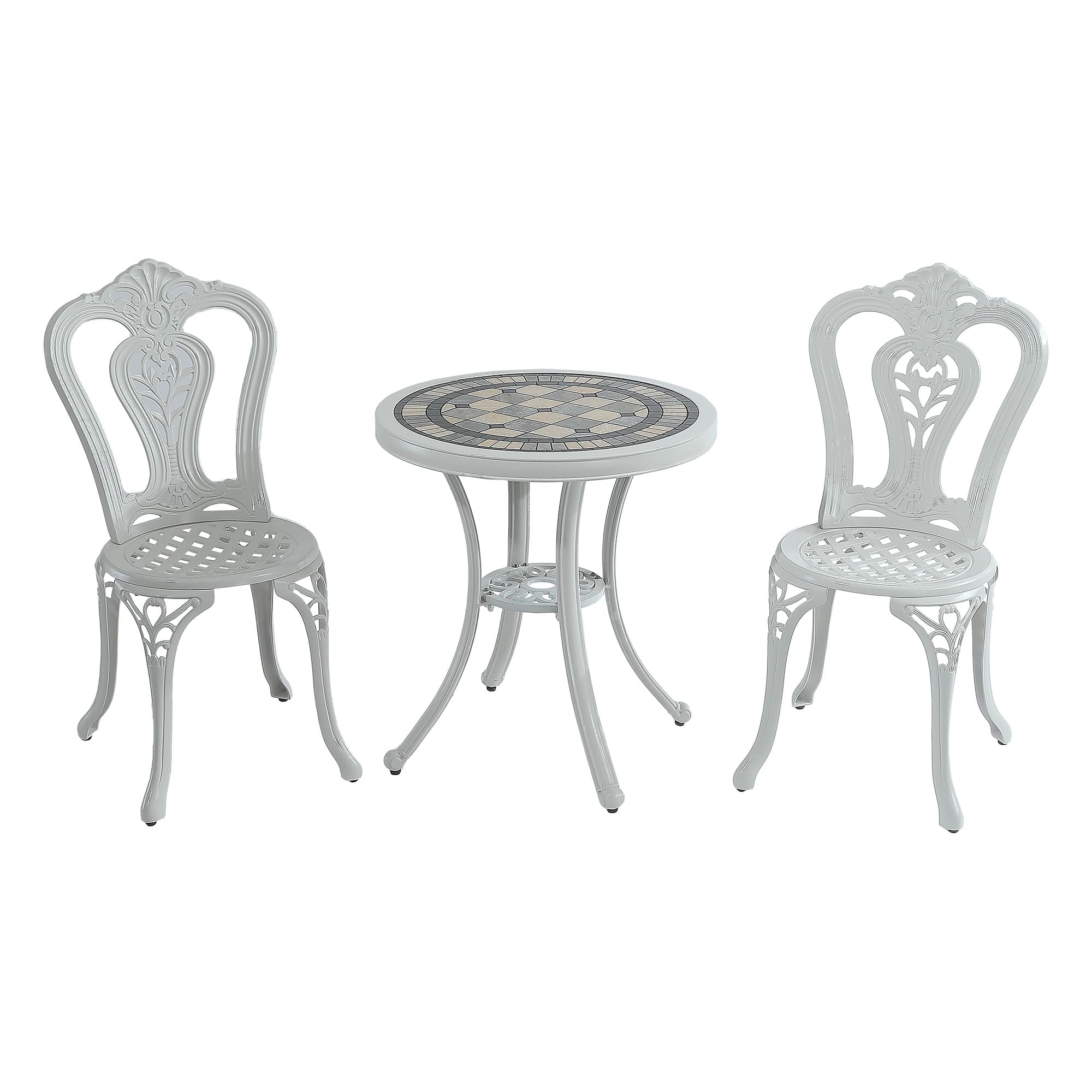 Mondawe - 3-Piece Cast Aluminum Bistro Set - White