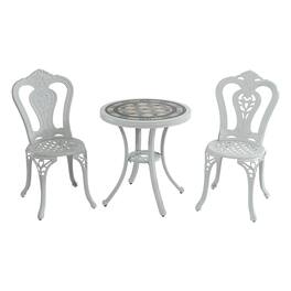 Mondawe - 3-Piece Cast Aluminum Bistro Set - White