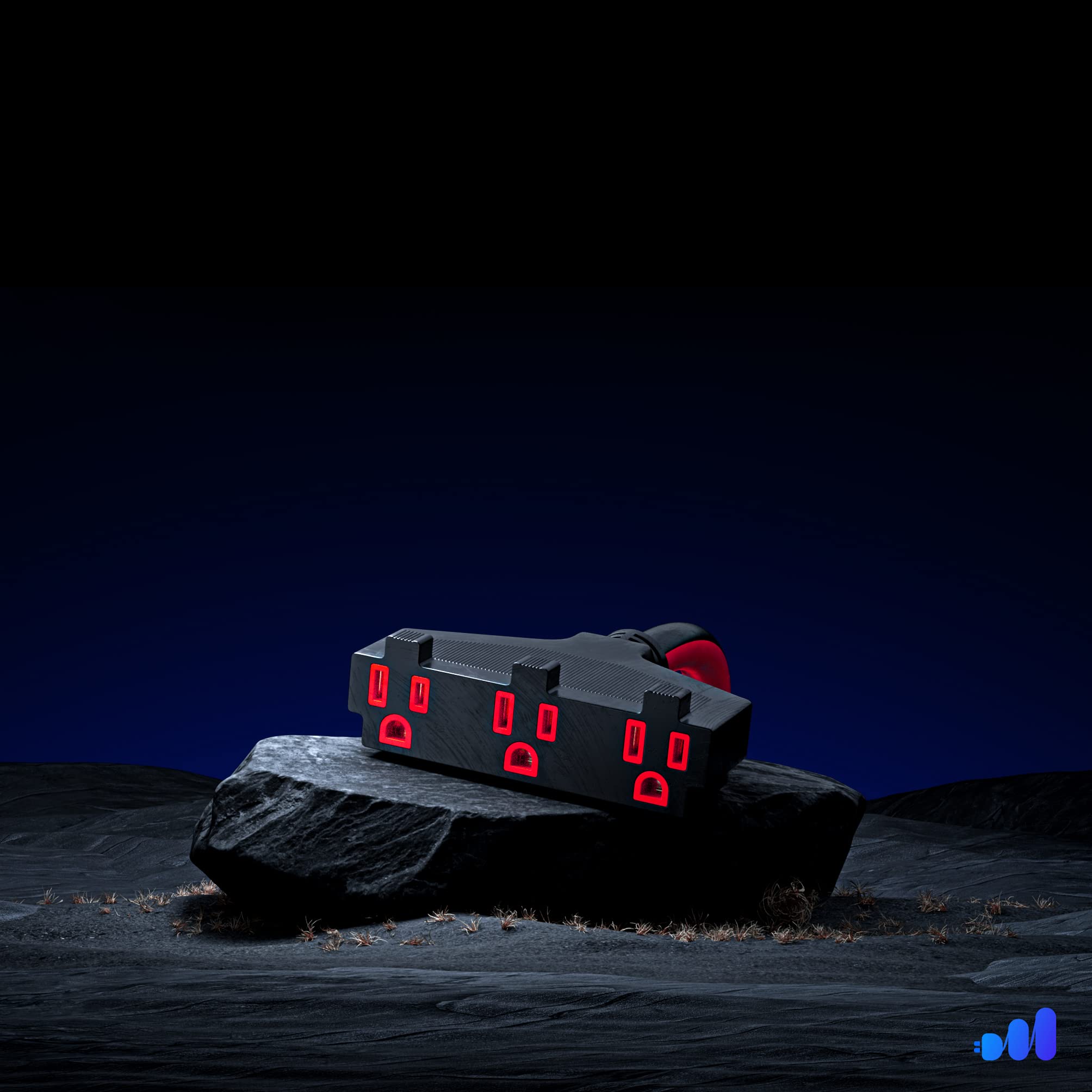 Alt View 1. Maximm - Extension Cord 15 ft, SJTW Extension Cord with Multiple Outlets, 16 Gauge ETL Listed - Black and Red.