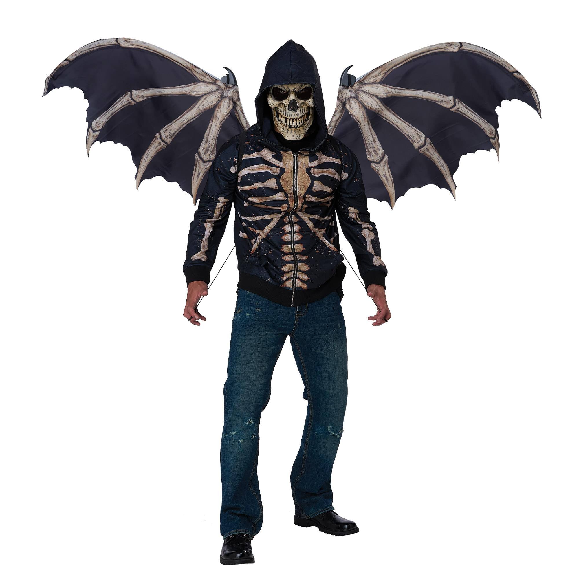 Alt View 10. California Costumes - Skeleton Bone Costume Wings | One Size Fits Most - White.