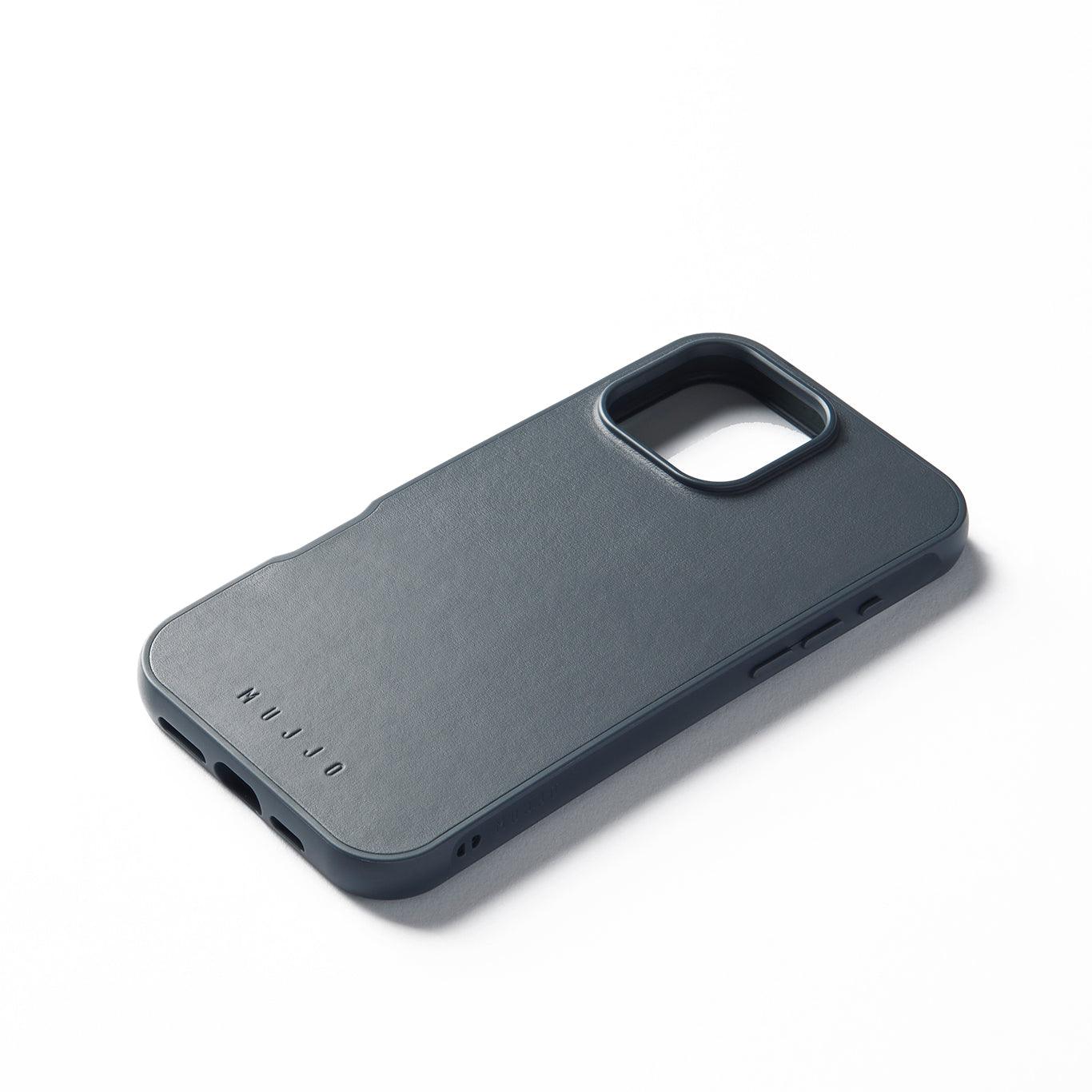 Back. Mujjo - iPhone 16 Pro Max Shield Case - Steel Blue.