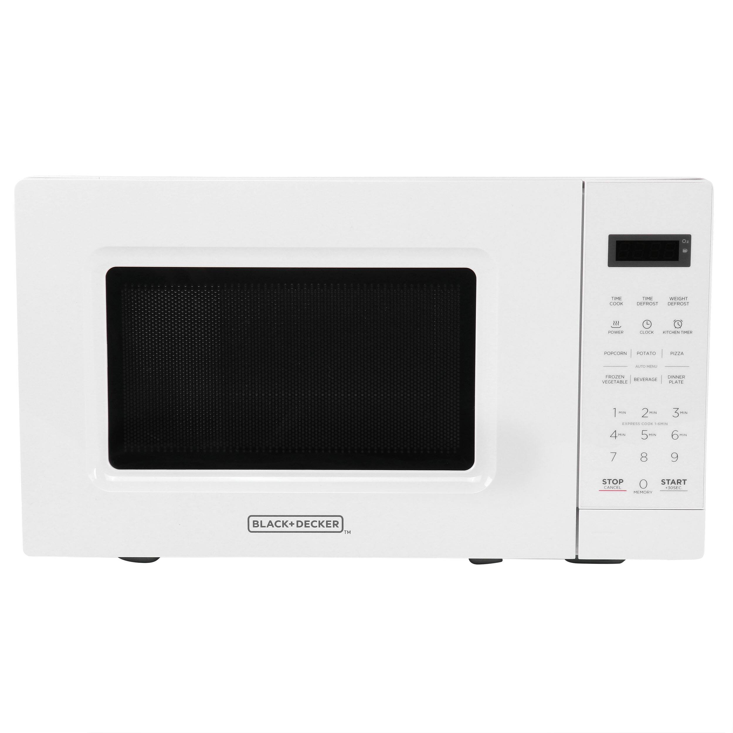 Black+Decker - Black and Decker 0.7 Cu Ft 700 Watt LED Digital Microwave Oven with Child Safety Lock - White