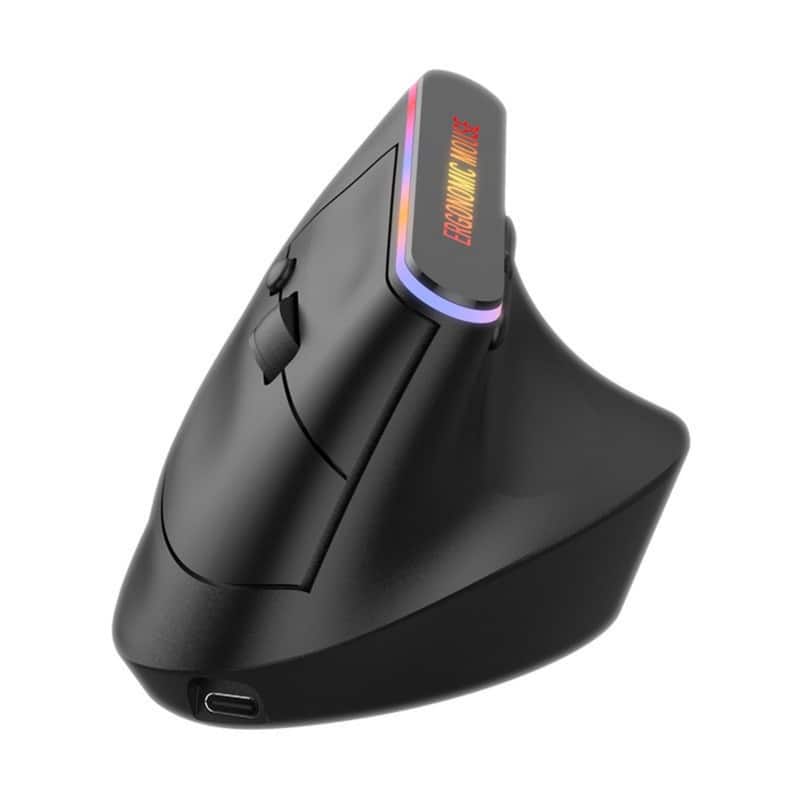 SKRAN - Ergonomic Wireless Bluetooth Mouse - 57° Wrist-Friendly, Silent Click, 2.4G/BT 5.2 for Office/Gaming - Wireless - Black