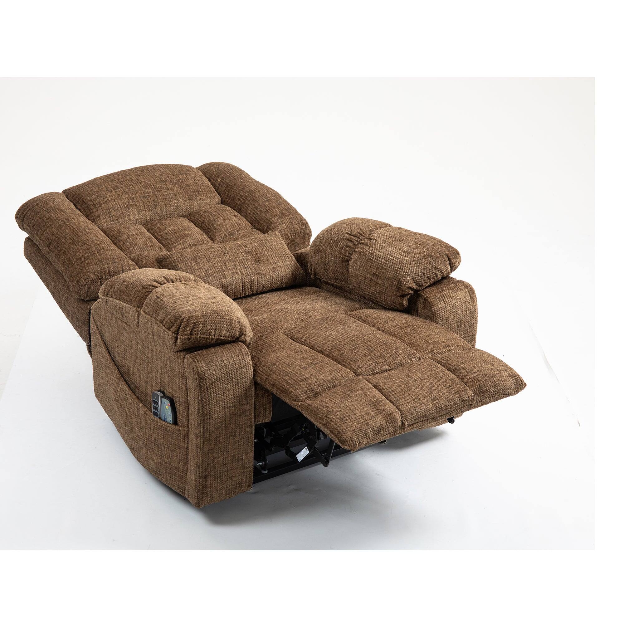 Alt View 2. Boyel Living - Power Lift Recliner for Big and Tall Seniors 4 OKIN Motors 180° Lay Flat Heat Massage Adjustable Headrest Lumbar - BROWN.