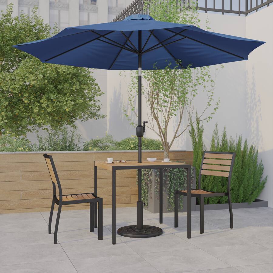 Color Integer Table Emma + Oliver 5 Piece Patio Table Set Synthetic Faux Teak Stackable ...