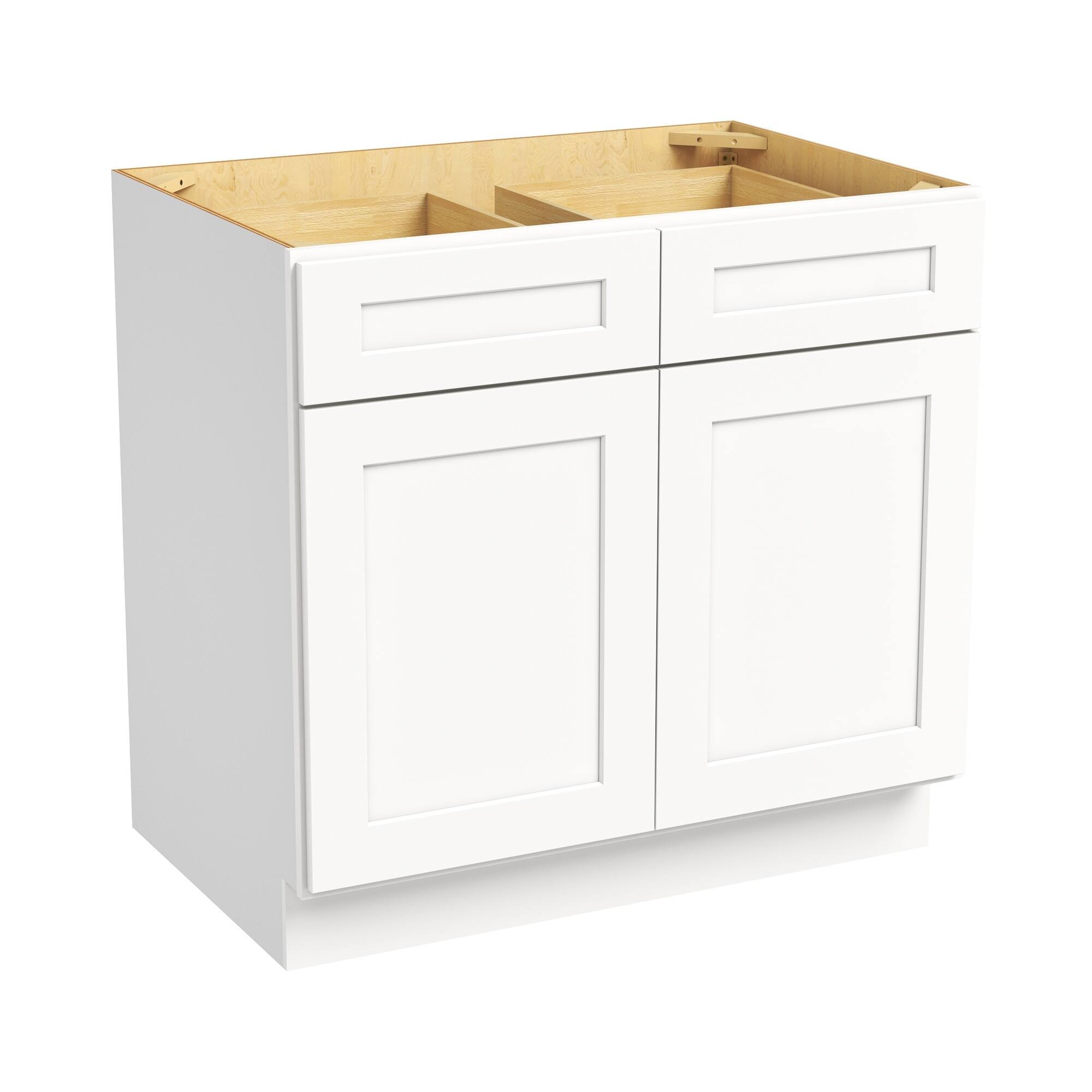 Front. Boyel Living - 36-Inch W x 34.5-Inch H x 24-Inch D Shaker Soft-Close Base Cabinet - Creamy White.