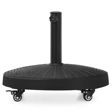 Front. Costway - Costway 50 lbs Round Resin Patio Umbrella Base Stand Holder w/ Lockable Wheels - Black.