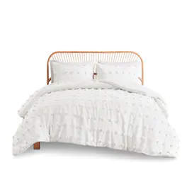 Gracie Mills - Eloise Clip Jacquard Duvet Cover Set - Ivory