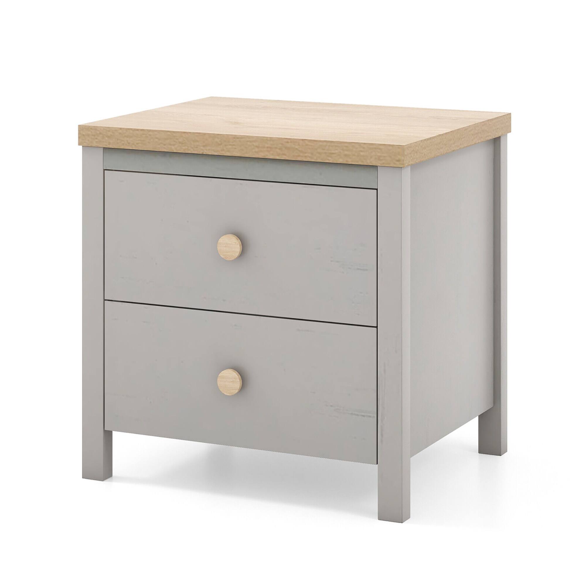Alt View 7. Gymax - Gymax 2 PCS Nightstand Farmhouse Side End Table w/ Solid Wood Legs & 2 Drawers Gray - Gray.
