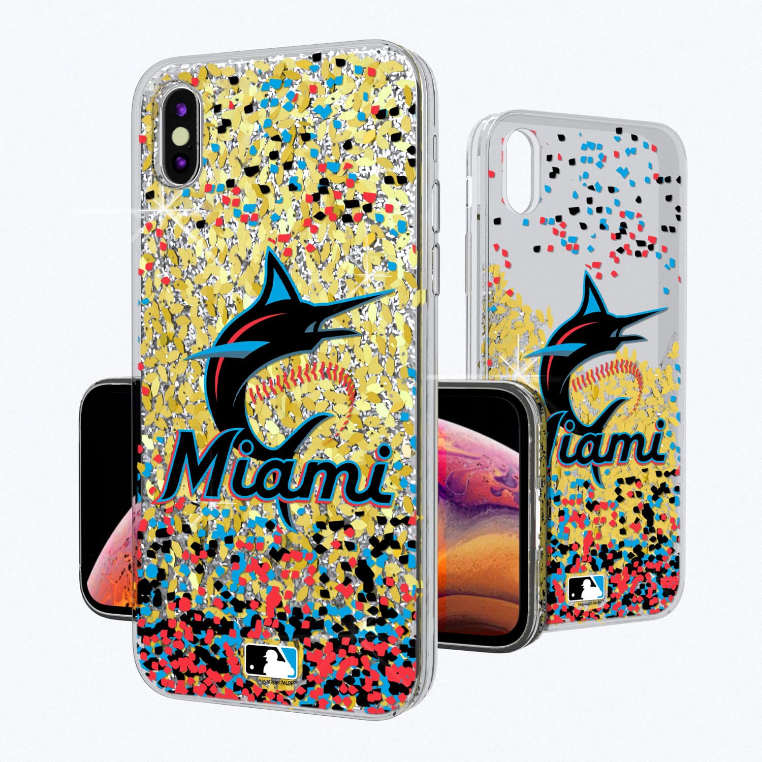 Keyscaper - MLB - Miami Marlins Glitter Confetti iPhone Case - 13 - Multicolor
