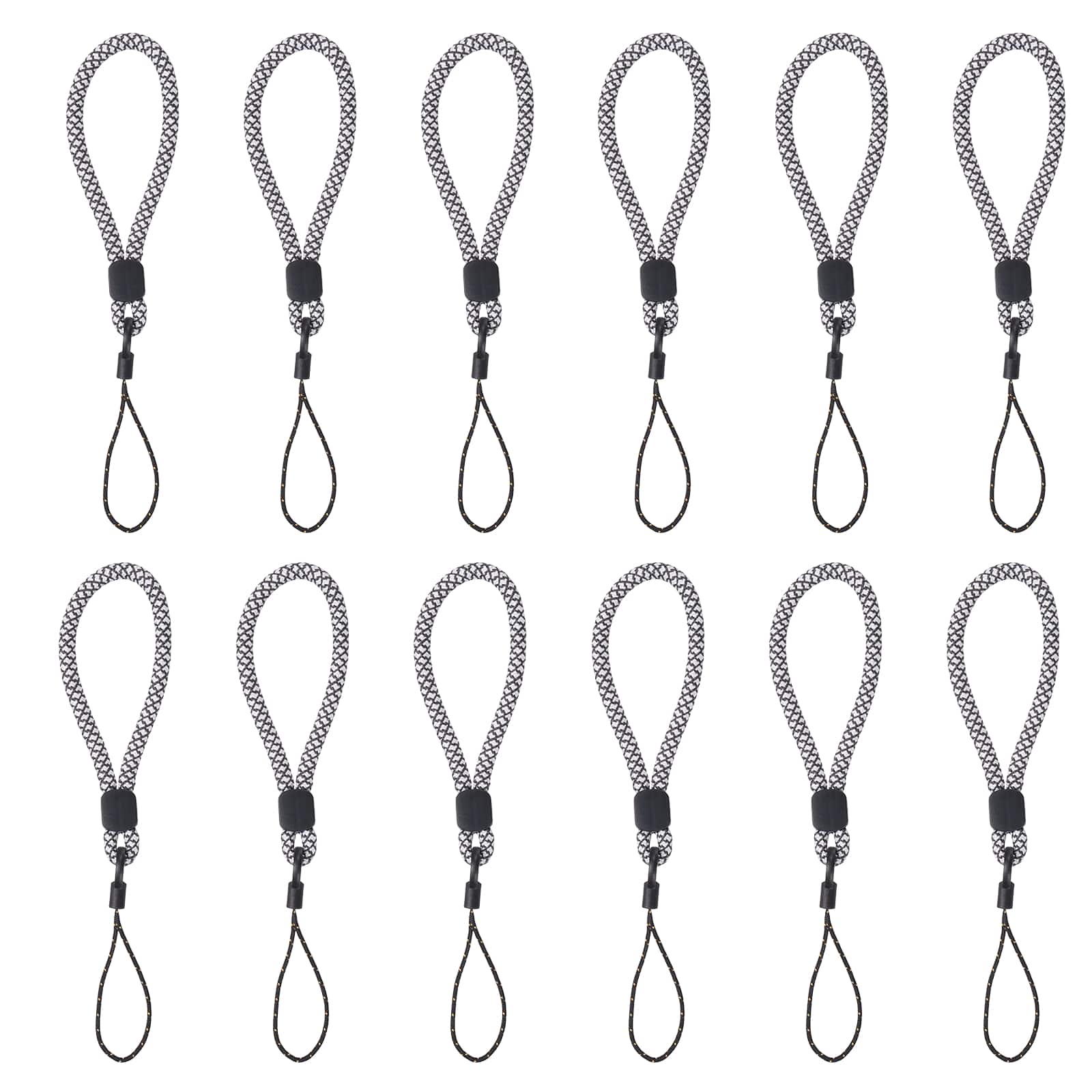 Unique Bargains - 12pcs Phone Lanyards Finger Strap, Short Anti-loss Hanging Rope for Phone, Key, Flashlight, USB Badge - Black,White price history on PriceWatchPro