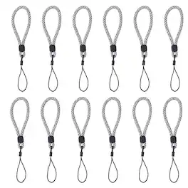 Unique Bargains - 12pcs Phone Lanyards Finger Strap, Short Anti-loss Hanging Rope for Phone, Key, Flashlight, USB Badge - Black,White