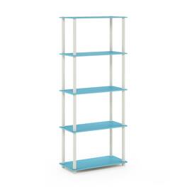 Furinno - Turn-N-Tube 5-Tier Multipurpose Shelf Display Rack, Light Blue/White - Light Blue/White