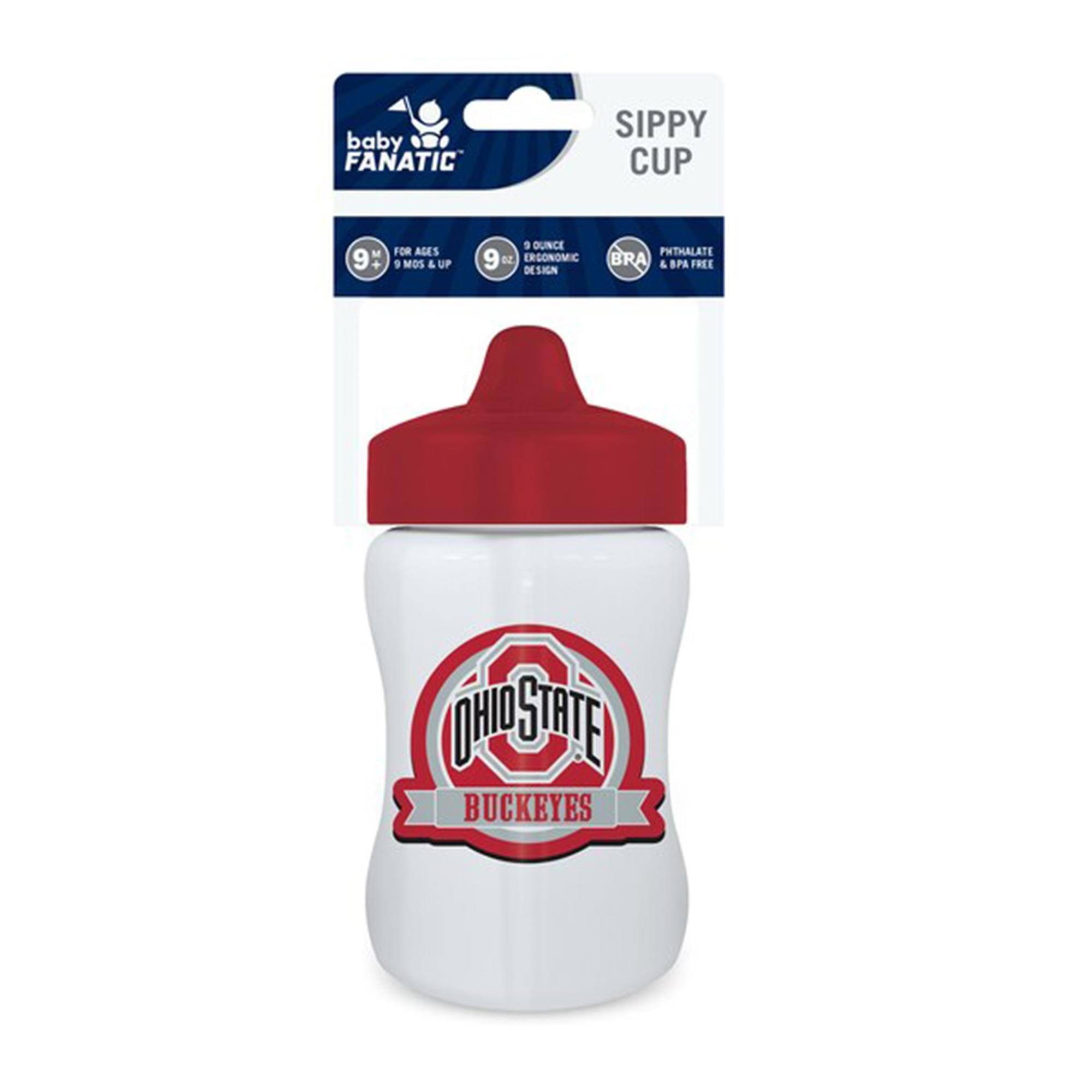 baby FANATIC SIPPY CUP  
FOR AGES 9 MOS & UP  
9 OZ  
ERGONOMIC DESIGN  
BPA & BPA FREE  
PHTHALATE FREE  
OHIO STATE BUCKEYES