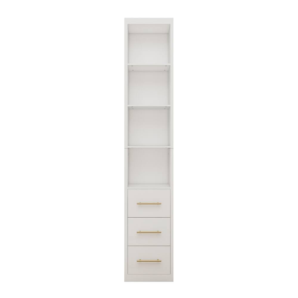 Alt View 6. Loheer - Loheer Tall White Storage Cabinet Narrow Freestanding Cabinet with Drawers and Shelves for Bathroom Bedroom - White.