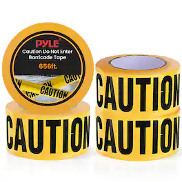 Pyle - Caution Tape "Caution Do Not Enter” 200 Meter Roll of Non-Adhesive Safety Barricade Warning Tape - Yellow