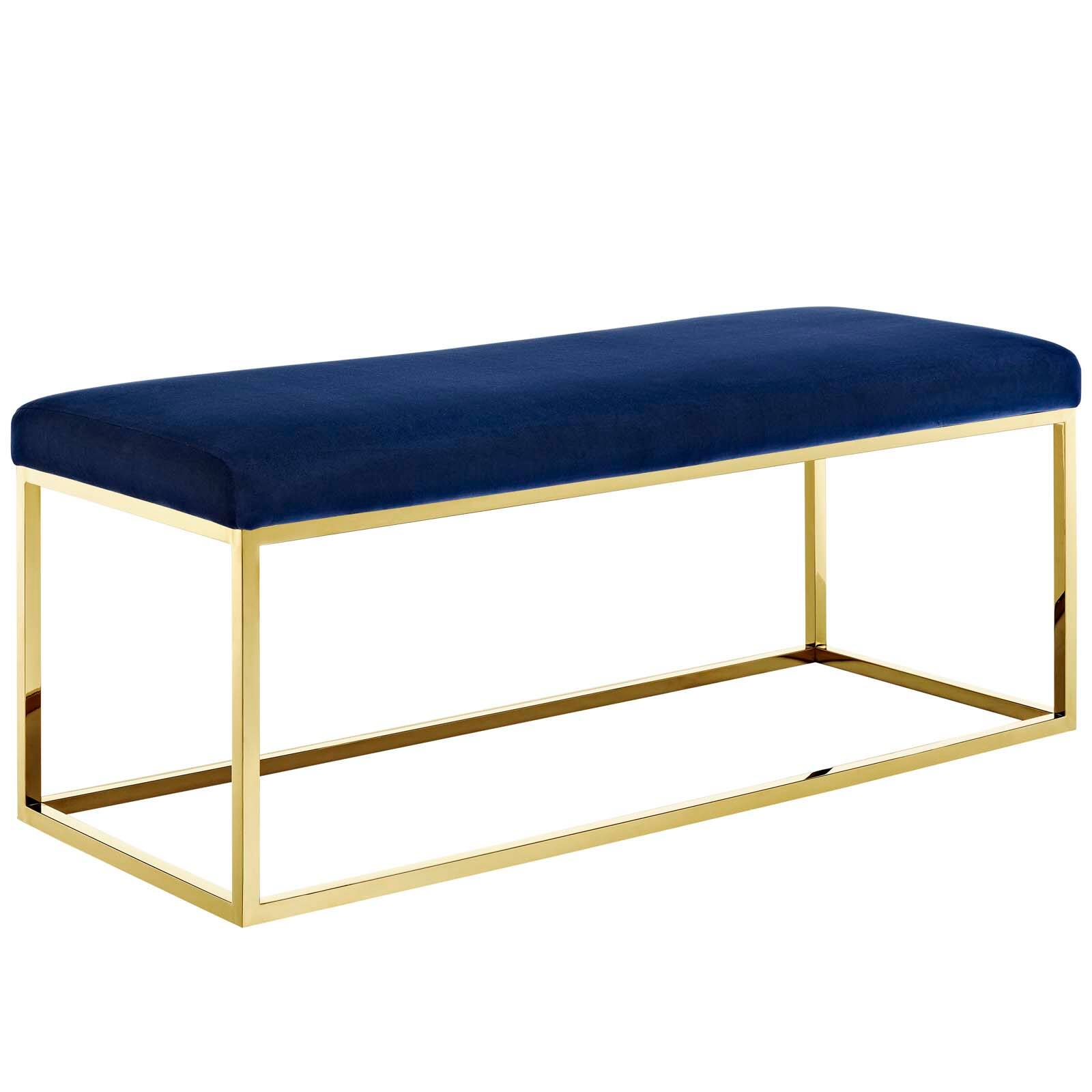 Angle. Modway - Anticipate Fabric Bench by Modway - Gold Navy.