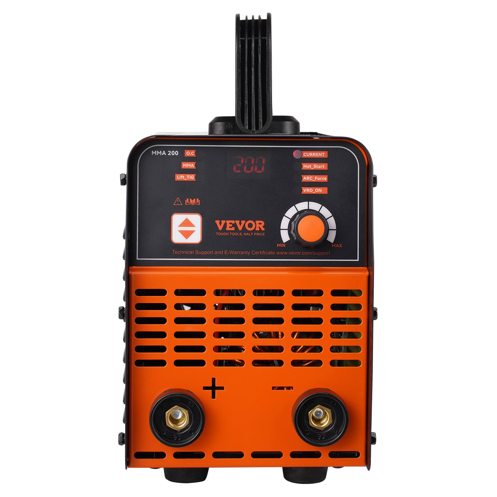 MMA 200 DC  
HMA LIR_TIG 200  
CURRENT  
Hot_Start  
ARC_Force  
VRD_ON  
AMA  
VEVOR  
nOLSm  
FOULA  
MALE  
PhNE  
HIN  
MAX  
Technical Support and E-Warranty Certificate  
www.vevor.com/support