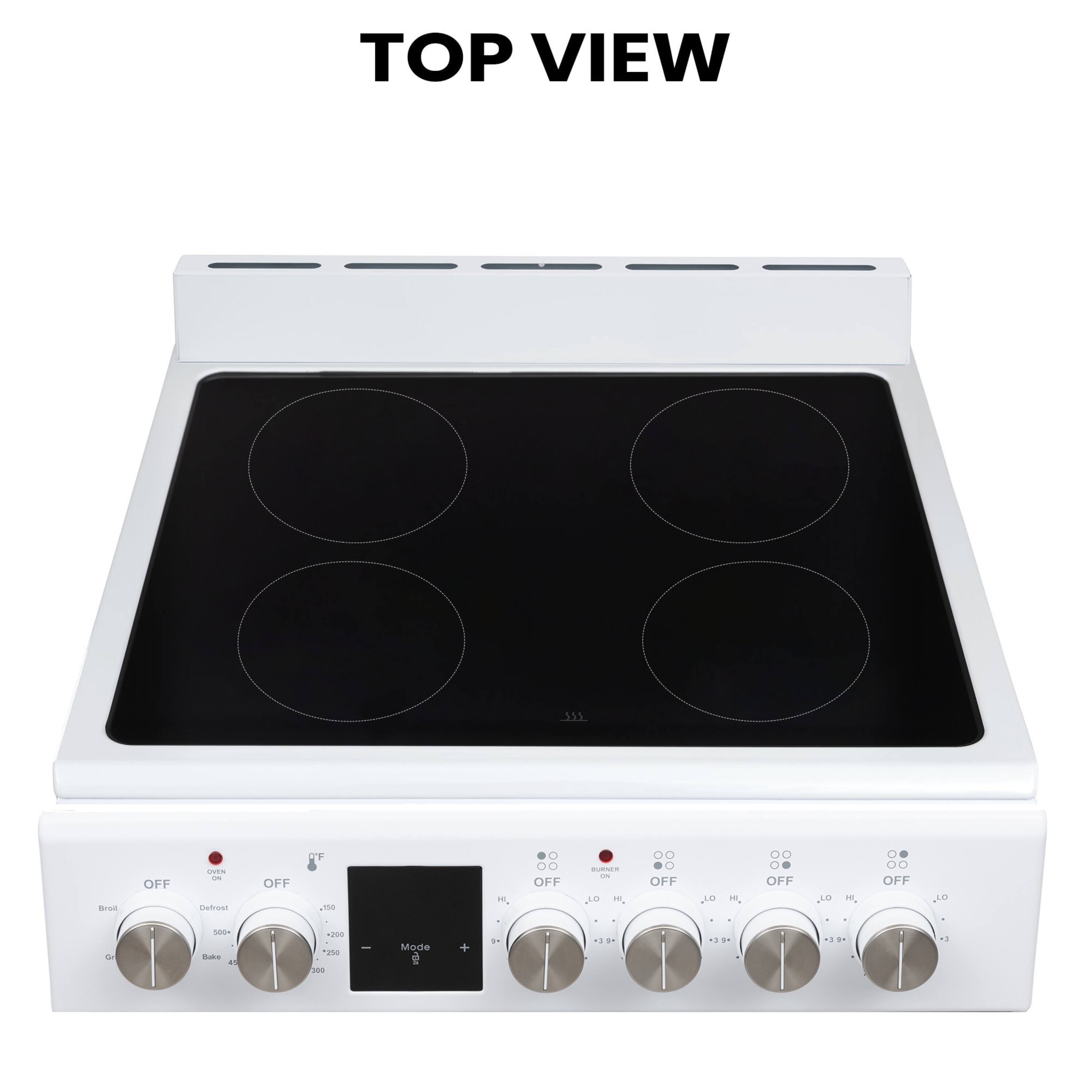TOP VIEW

OFF  
BROIL  
OFF  
Defrost  
500+  
Bake 450  
Broil  
OFF  
Mode  
+  
-  
OFF  
LO  
HI  
OFF  
LO  
HI  
OFF  
LO  
HI  
OFF  
LO  
HI