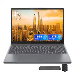 Lenovo - IdeaPad Slim 3 15.3" WUXGA Touch Laptop,AMD Ryzen 7 170,16GB RAM,512GB SSD+1TB Dock Set,Radeon 680M,Win 11,Grey - Gray