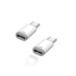 Qixxronics - (2Pack) Lightning Female to Type C Male Adapter, Lightning to USB C Cable Connector Charger Converter - White