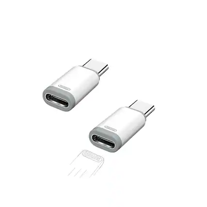 Front. Qixxronics - (2Pack) Lightning Female to Type C Male Adapter, Lightning to USB C Cable Connector Charger Converter - White.