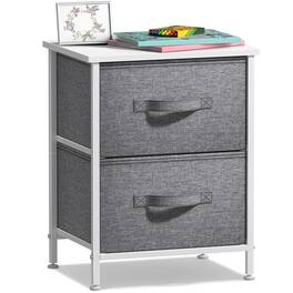 Sorbus - Nightstand with 2 Drawers - Steel Frame, Wood Top &Fabric Bins -Home, Bedroom, Office &College Dorm, Kids Bedside - White