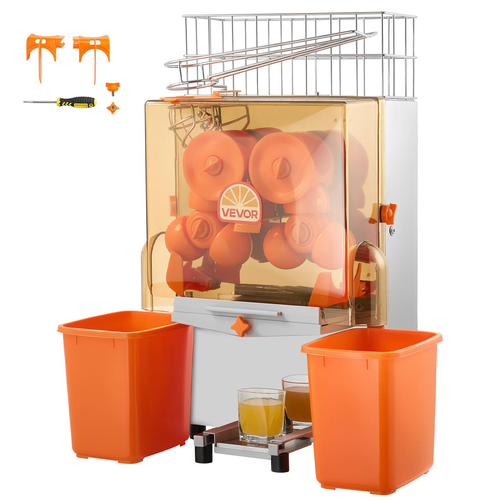 Alt View 5. VEVOR - Commercial Orange Juicer Machine, 120W Electric Orange Juice Press, Stainless Steel Orange Squeezer for 20 per Minute - Orange;Silver.