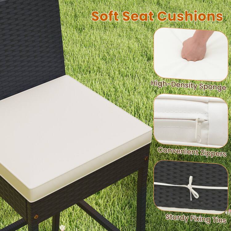 Soft Seat Cushions  
High-Density Sponge  
Convenient Zippers  
Sturdy Fixing Ties