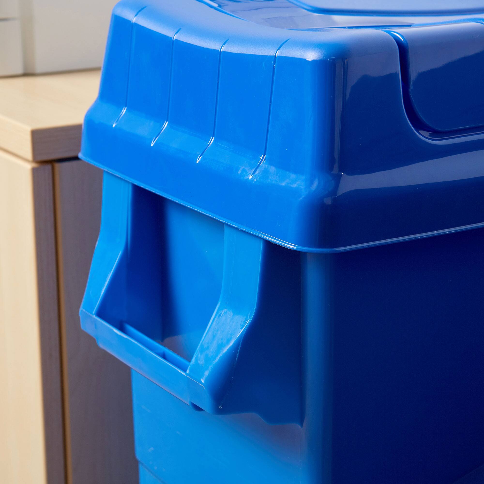 Alt View 2. United Solutions - United Solutions 23 Gallon Highboy Kitchen Recycling Bin with Swing Lid, Blue - Recycle Blue.