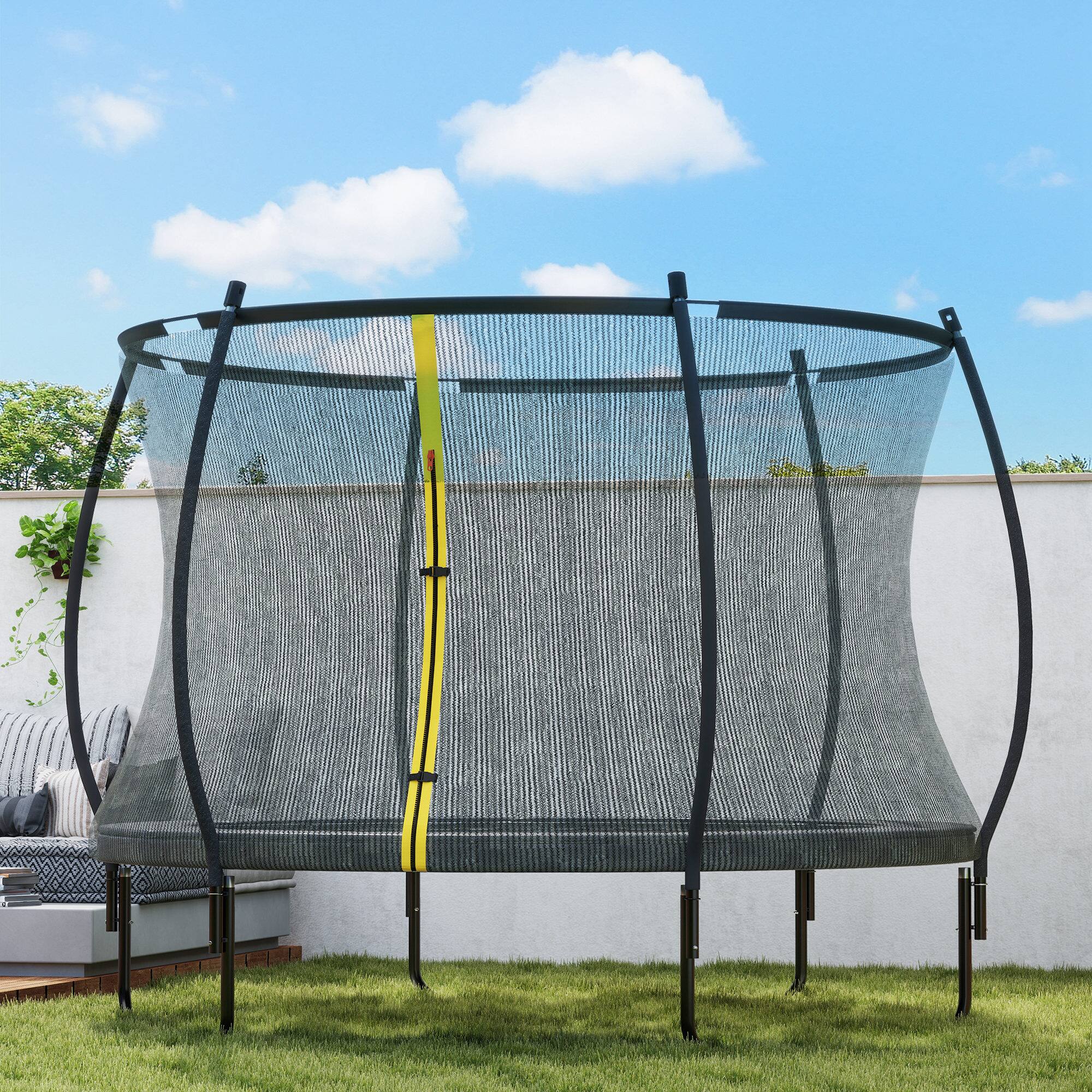 Alt View 7. Soozier - 10ft Trampoline Outdoor,Recreational Trampoline with Net Enclosure, Curved Poles and Safety Spring Cover for Kid Adults - Black.
